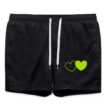 grünes Herz grün Geschenk Valentinstag - Badeshorts - Schwarz - Vorne - AI Model Male 185 light (185cm)