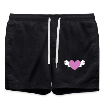 Valentine's Day Heart - Swim Trunks - black - Front - AI Model Male 185 light (185cm)