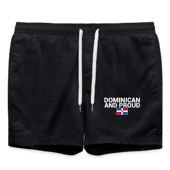 Dominican And Proud Flagge Dominikanische - Badeshorts - Schwarz - Vorne - AI Model Male 185 light (185cm)