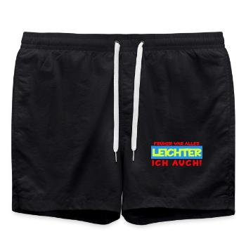 Früher war alles leichter, ich auch - Humor Spruch - Badeshorts - Schwarz - Vorne - AI Model Male 185 light (185cm)