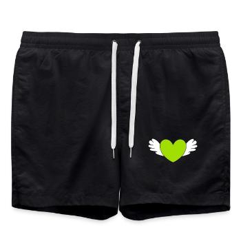 green heart green gift valentine's day - Swim Trunks - black - Front - AI Model Male 185 light (185cm)