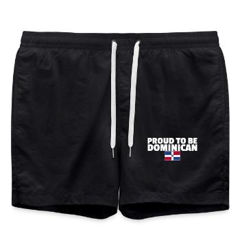 Proud To Be Dominican Flagge Dominikanische - Badeshorts - Schwarz - Vorne - AI Model Male 185 light (185cm)