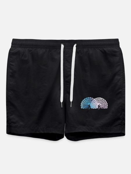 Cute Peacock - Swim Trunks - black