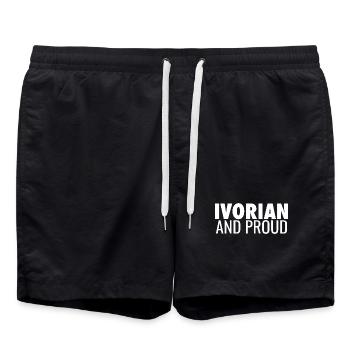 Côte d’Ivoire et fière Ivoirienne - Short de bain - noir - Devant - AI Model Male 185 light (185cm)