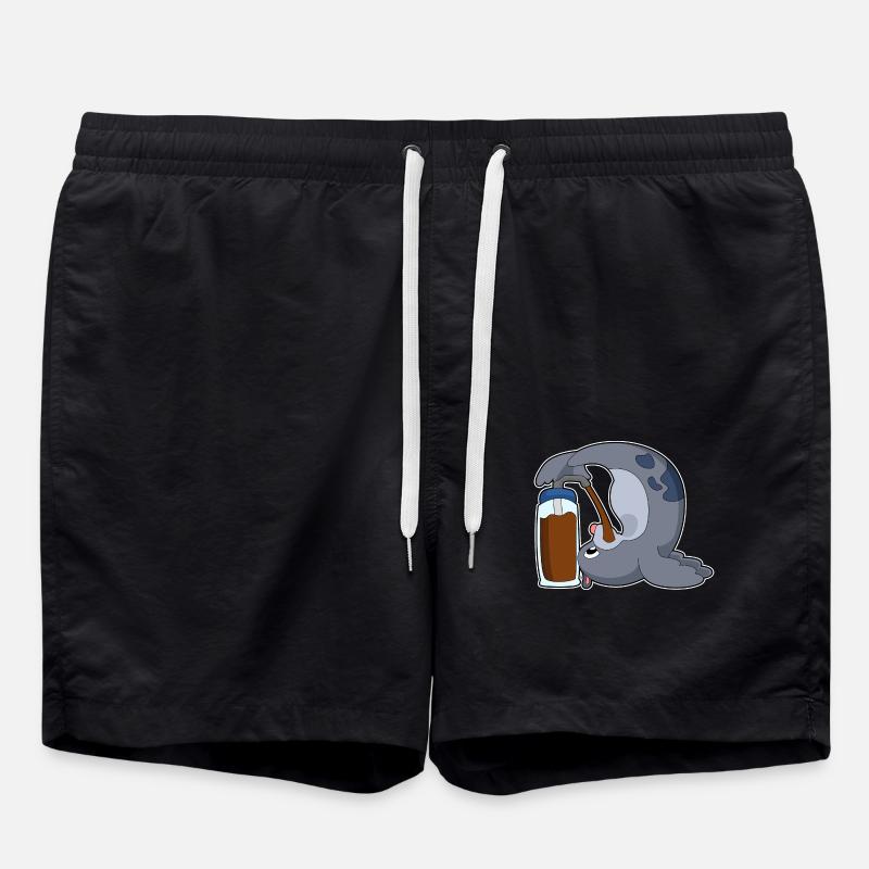 Seehund Kaffee - Badeshorts - Schwarz