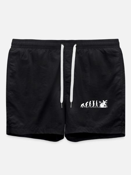 Evolution Drummer Silhouette Motif - Swim Trunks - black