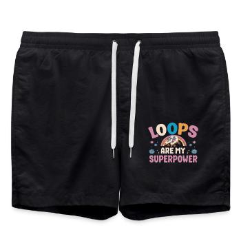Rollerskater Party Loops Are My Superpower Gift - Badeshorts - Schwarz - Vorne - AI Model Male 185 light (185cm)