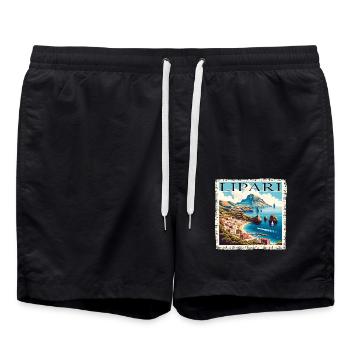 Lipari Italy Grunge Style Port & Beach - Swim Trunks - black - Front - AI Model Male 185 light (185cm)
