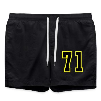 71 Number Jersey - Swim Trunks - black - Front - AI Model Male 185 light (185cm)