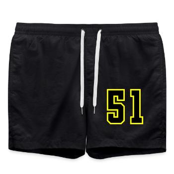 51 Zahl Trikot - Badeshorts - Schwarz - Vorne - AI Model Male 185 light (185cm)