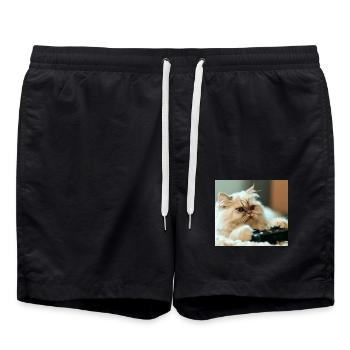 Perserkatze Negan beim Videospielen - Badeshorts - Schwarz - Vorne - AI Model Male 185 light (185cm)