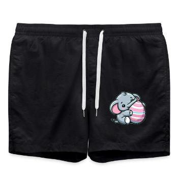 Süßer Comic Elefant Umarmt Ei Osterei - Badeshorts - Schwarz - Vorne - AI Model Male 185 light (185cm)