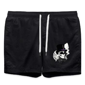 Skull mit Sonnenbrille und Zylinder - Badeshorts - Schwarz - Vorne - AI Model Male 185 light (185cm)