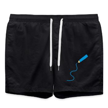 easy_drawing_3c - Badeshorts - Schwarz - Vorne - AI Model Male 185 light (185cm)