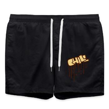 graffiti gouttes spray tampon text chill paresseux - Short de bain - noir - Devant - AI Model Male 185 light (185cm)