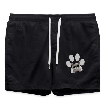 Lustige BKH Britisch Kurzhaar Katze mit Brille - Badeshorts - Schwarz - Vorne - AI Model Male 185 light (185cm)