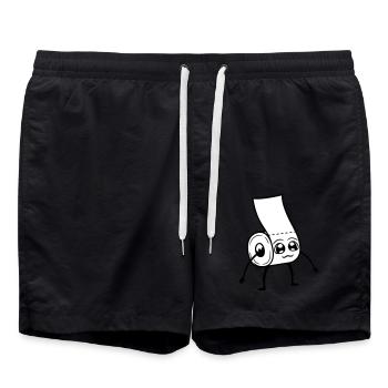 klopapier maennchen suess cute little face l - Swim Trunks - black - Front - AI Model Male 185 light (185cm)