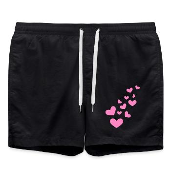 Herzchen Herz Muster Geschenk - Badeshorts - Schwarz - Vorne - AI Model Male 185 light (185cm)