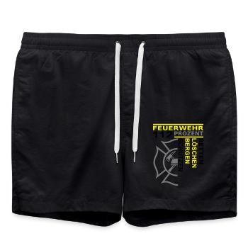 Feuerwehr 112 Retten Löschen Bergen Schützen - Badeshorts - Schwarz - Vorne - AI Model Male 185 light (185cm)