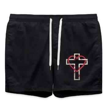 croix 6 e 235 - Short de bain - noir - Devant - AI Model Male 185 light (185cm)