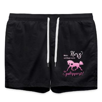 Pferdefan Herz Pferde Reiterin Mädchen Geschenk - Badeshorts - Schwarz - Vorne - AI Model Male 185 light (185cm)