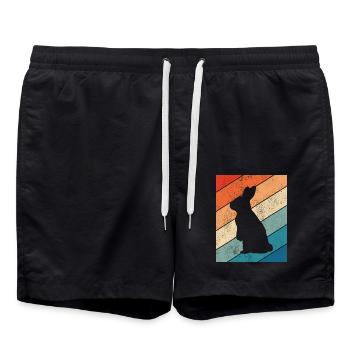 Rabbit Easter Retro Gift - Swim Trunks - black - Front - AI Model Male 185 light (185cm)