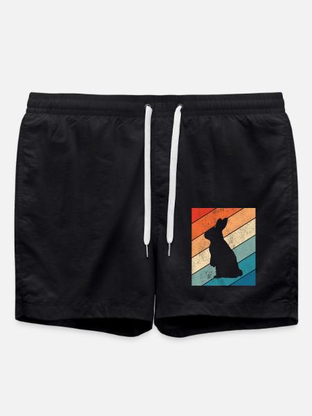 Rabbit Easter Retro Gift - Swim Trunks - black
