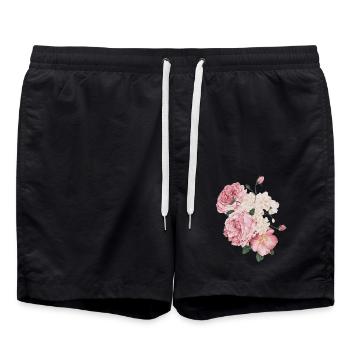 Roses roses - Short de bain - noir - Devant - AI Model Male 185 light (185cm)