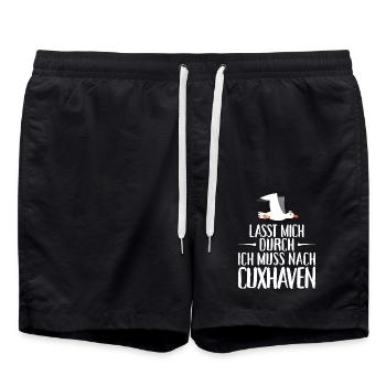 Lasst mich durch ich muss nach Cuxhaven Möwe - Badeshorts - Schwarz - Vorne - AI Model Male 185 light (185cm)