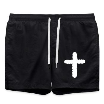 Bande dessinée Croix - Short de bain - noir - Devant - AI Model Male 185 light (185cm)