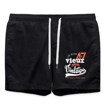 anniversaire 47 ans Je suis vintage cadeau humour - Short de bain - noir - Devant - AI Model Male 185 light (185cm)