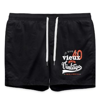 anniversaire 40 ans Je suis vintage cadeau humour - Short de bain - noir - Devant - AI Model Male 185 light (185cm)