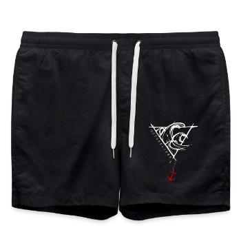 OSTSEELIEBE - AnkerVerrückt nach Meer - DesignArt - Badeshorts - Schwarz - Vorne - AI Model Male 185 light (185cm)