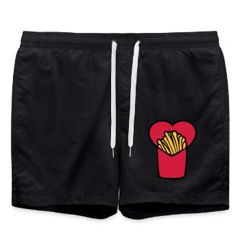 French Fries Love - Badeshorts - Schwarz - Vorne - AI Model Male 185 light (185cm)