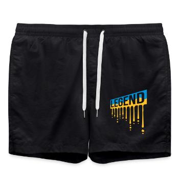 Graffiti de bouclier de légende de la fête des pères - Short de bain - noir - Devant - AI Model Male 185 light (185cm)