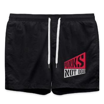 punks not dead quote - Swim Trunks - black - Front - AI Model Male 185 light (185cm)