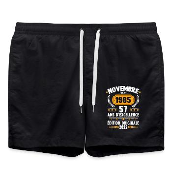 Cadeau D'anniversaire Rétro 57 Ans Novembre 1965 - Short de bain - noir - Devant - AI Model Male 185 light (185cm)