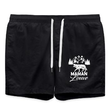 Maman louve 4 - Short de bain - noir - Devant - AI Model Male 185 light (185cm)