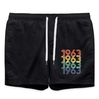 Cool Retro 1963, 60 ans, cadeau de 60e anniversaire - Short de bain - noir - Devant - AI Model Male 185 light (185cm)