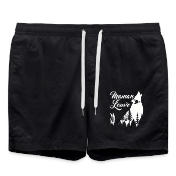 Maman louve 4 - Short de bain - noir - Devant - AI Model Male 185 light (185cm)