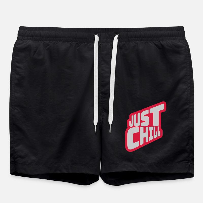 Just Chill Text Logo - Swim Trunks - black