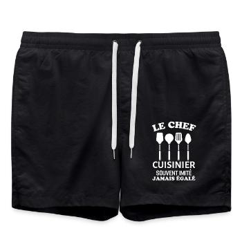 Chef cuisinier 1 - Short de bain - noir - Devant - AI Model Male 185 light (185cm)