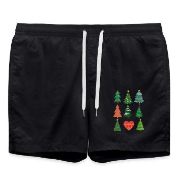 Arbre de Noël cœur - Short de bain - noir - Devant - AI Model Male 185 light (185cm)