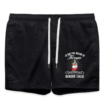 Pas besoin de therapie besoin de mon border collie - Short de bain - noir - Devant - AI Model Male 185 light (185cm)