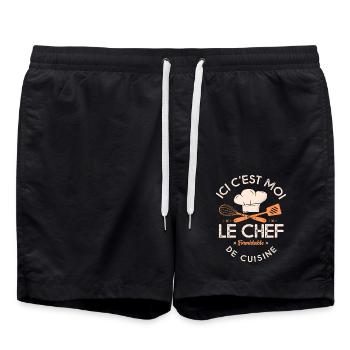 Chef Ici c'est moi le chef drôle cuisine - Short de bain - noir - Devant - AI Model Male 185 light (185cm)