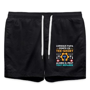 Papa bricoleur Papa réparateur - Short de bain - noir - Devant - AI Model Male 185 light (185cm)