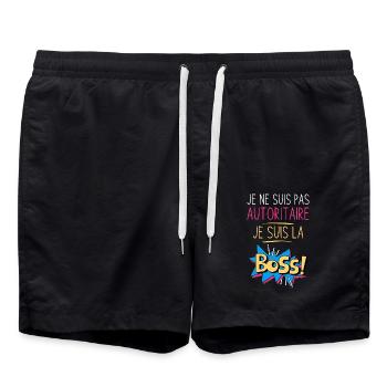 Je ne suis pas autoritaire je suis la bosse - Short de bain - noir - Devant - AI Model Male 185 light (185cm)