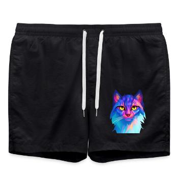 Chat coloré - Short de bain - noir - Devant - AI Model Male 185 light (185cm)