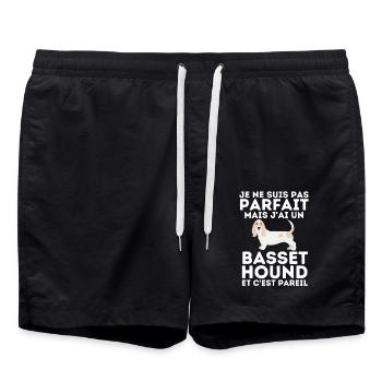 basset hound 3 - Short de bain - noir - Devant - AI Model Male 185 light (185cm)