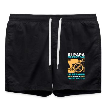 Papa réparateur 3 - Short de bain - noir - Devant - AI Model Male 185 light (185cm)